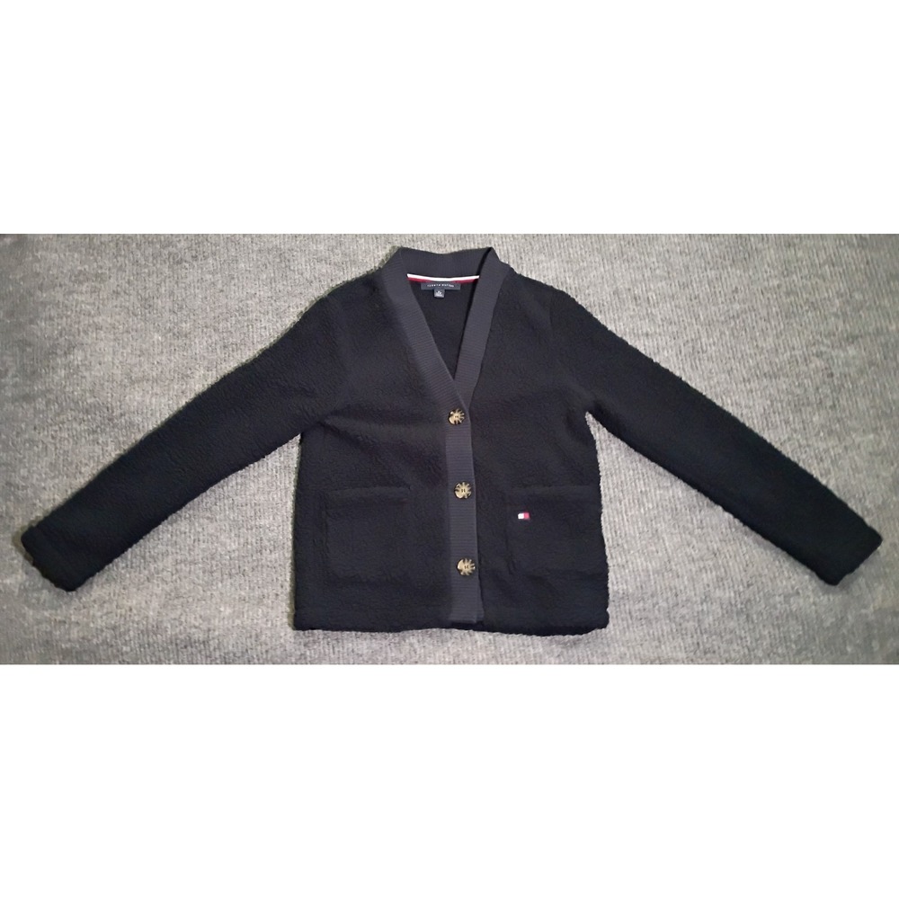 Tommy Hilfiger Women's Black Teddy Sherpa Cardigan Size XS